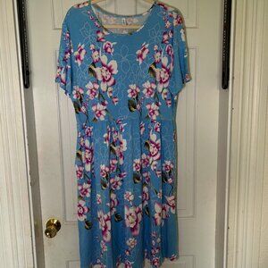 DB Moon Comfortable Blue Hawaiian Inspired Dress